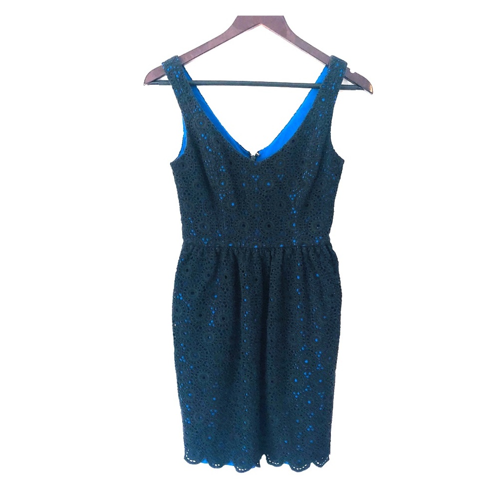 Tori Richard Fit & Flare Dress Lace Overlay